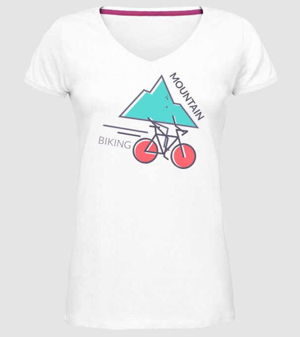 Mountain Biking model alb pe tricou