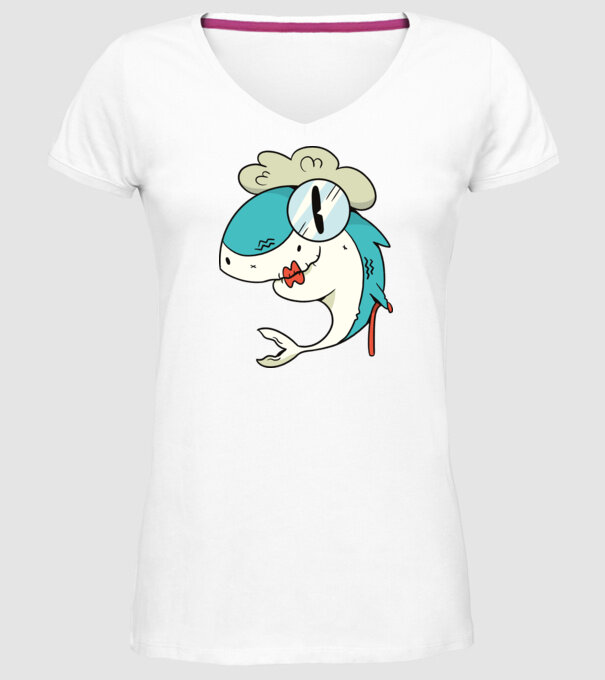 Bunică Rechin model alb pe tricou