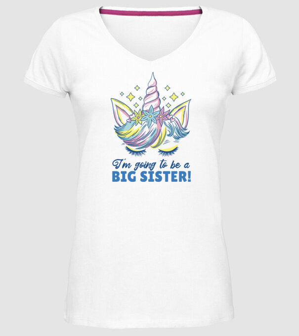 O să fiu un frate mai mare Unicorn model alb pe tricou