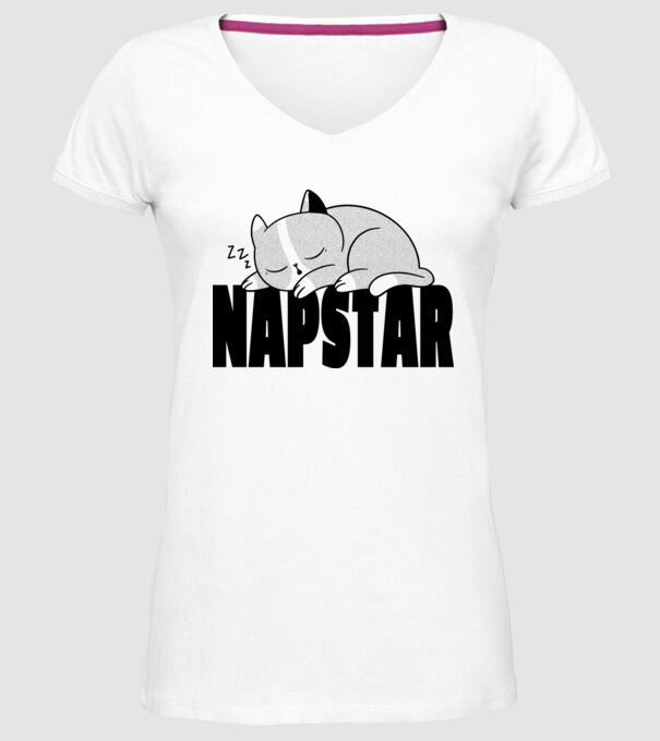 Pisică Napstar model alb pe tricou