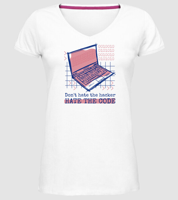 Nu urî hackerul, urăște codul model alb pe tricou