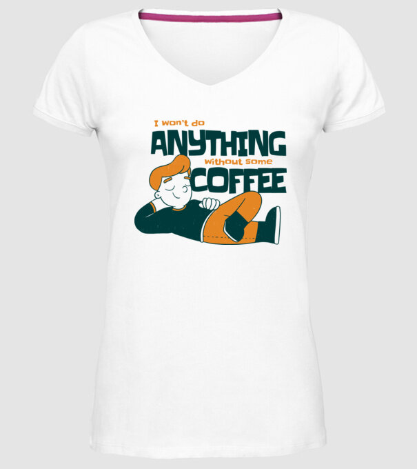 Nu pot fac nimic fără cafea model alb pe tricou