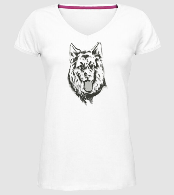 Cap Ciobănesc german model alb pe tricou