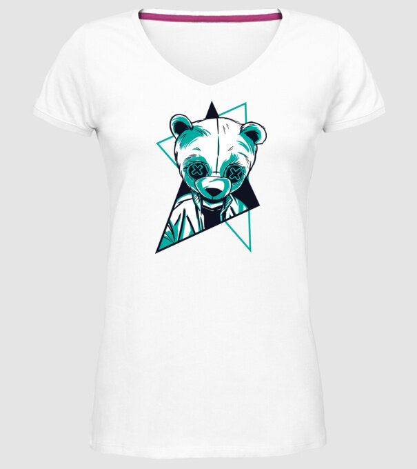 Panda Neon model alb pe tricou