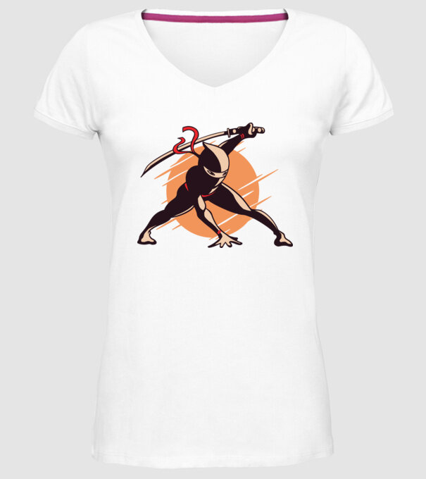 Ninja model alb pe tricou