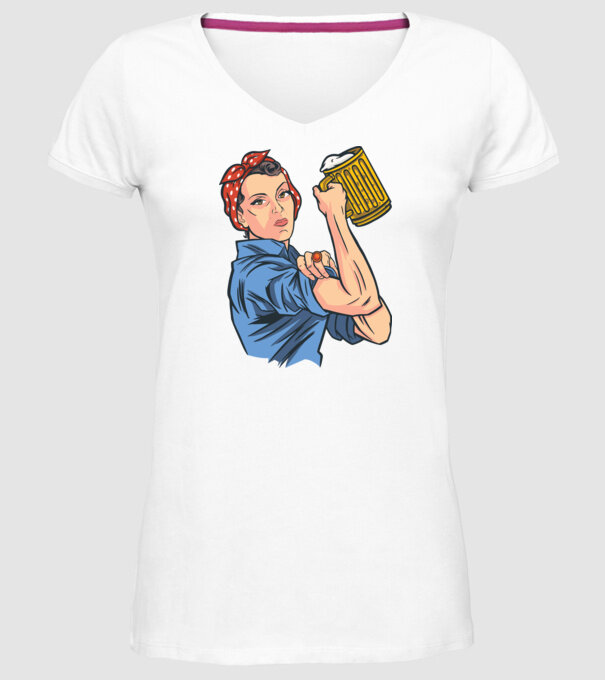 Emanciparea femeilor Bere model alb pe tricou