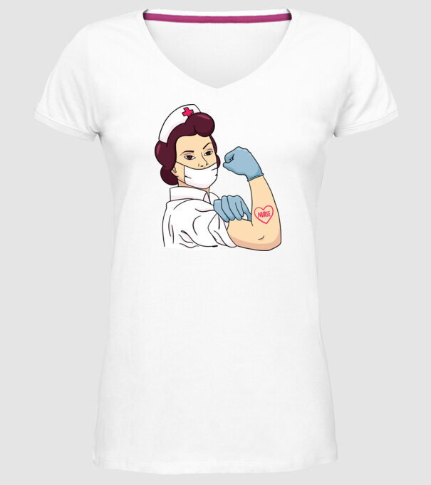 Soră Asistentă model alb pe tricou