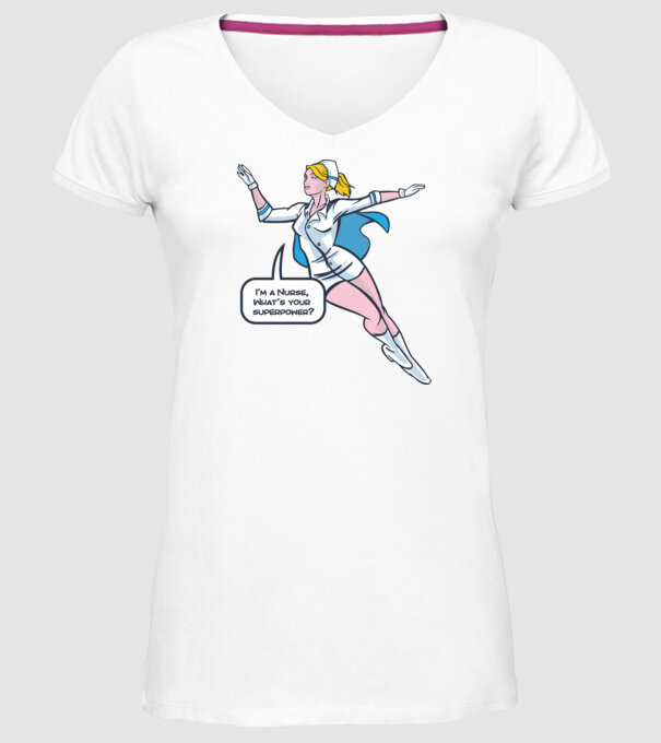 Sunt asistentă medicală, care este superputerea ta? model alb pe tricou