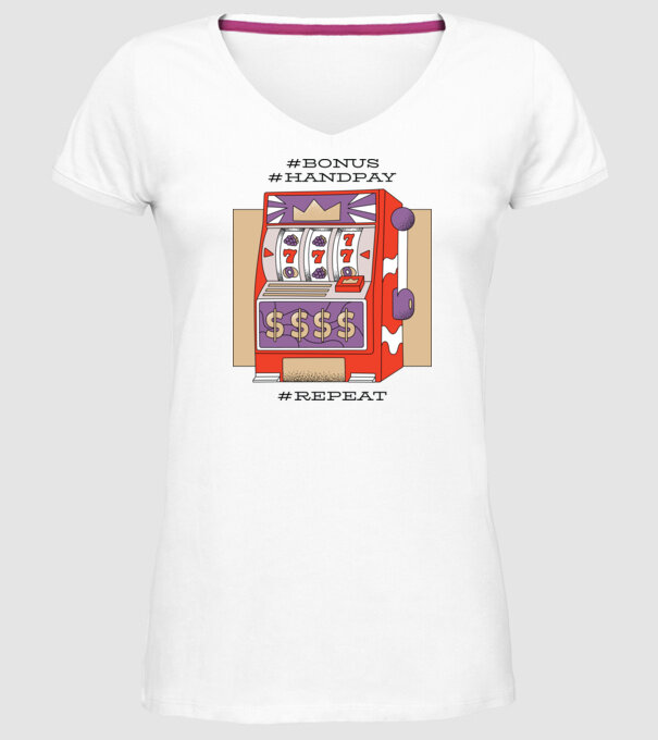 Slot machine model alb pe tricou