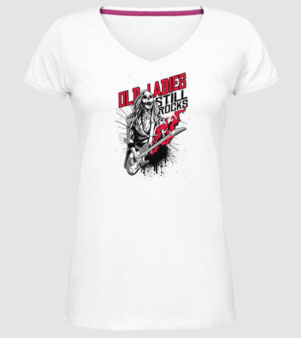 Old Ladies still Rocks model alb pe tricou