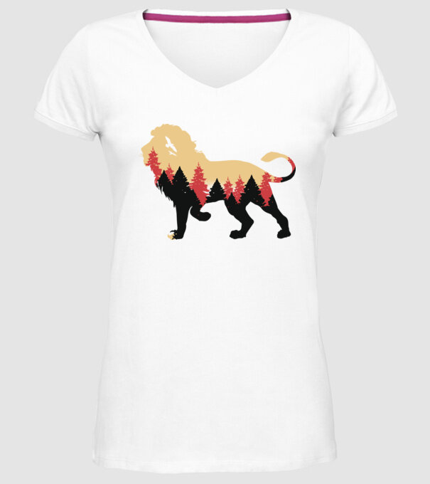 Siluetă Leu model alb pe tricou
