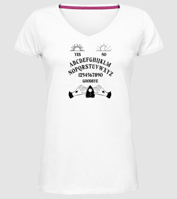 Motiv Ouija model alb pe tricou