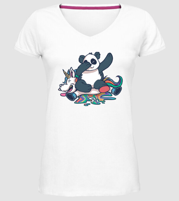 Panda DAB Unicorn model alb pe tricou