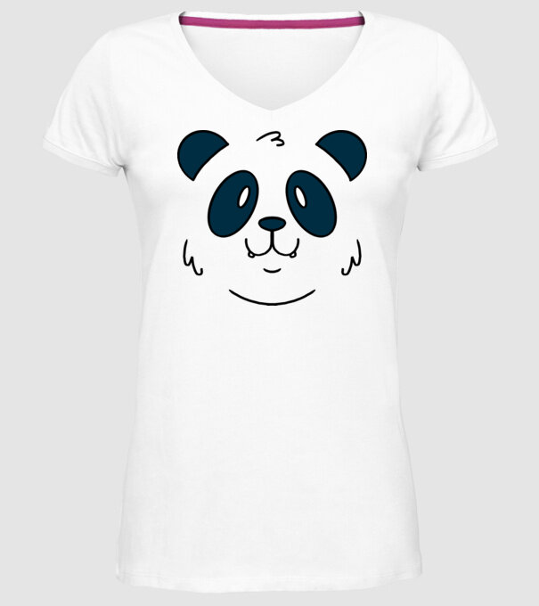 Cap de panda model alb pe tricou