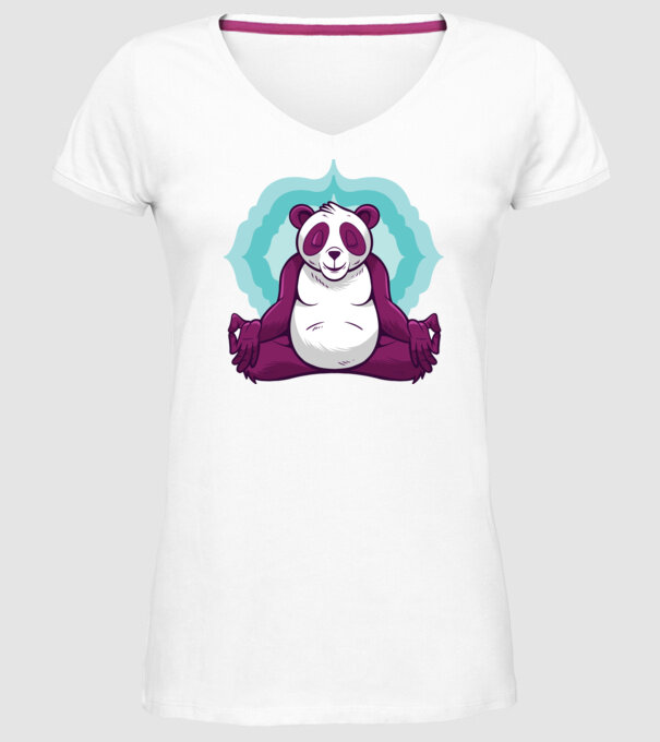 Panda Meditație model alb pe tricou