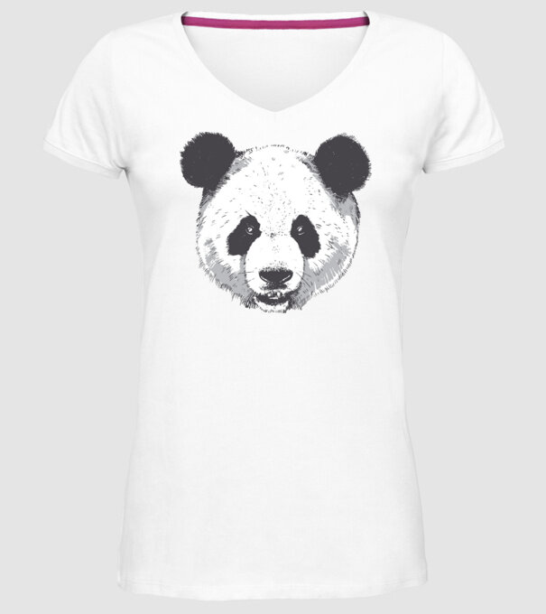 Cap de panda model alb pe tricou