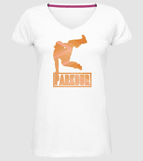 Tricou Parkour cu inscripție model alb pe tricou