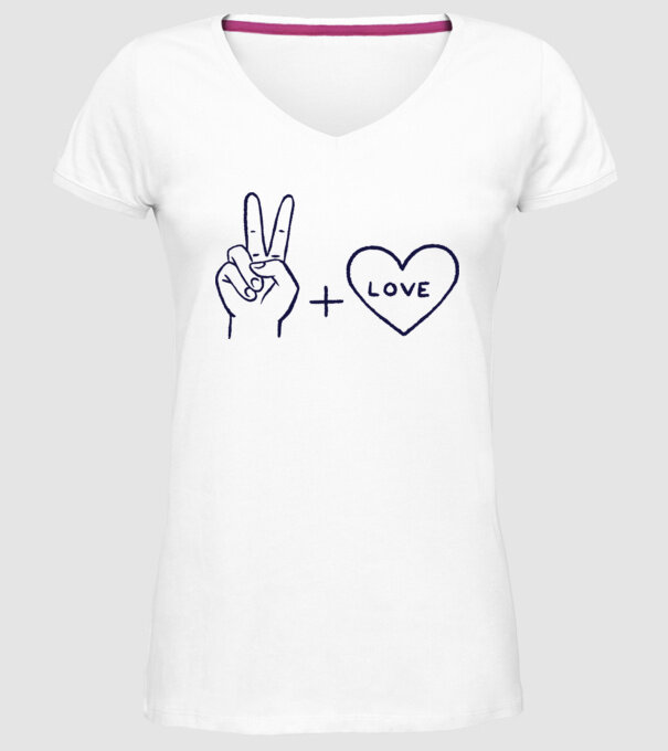 Peace + Love model alb pe tricou