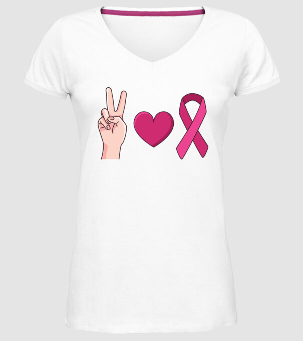 Peace Love lupta împotriva cancerului de sân model alb pe tricou