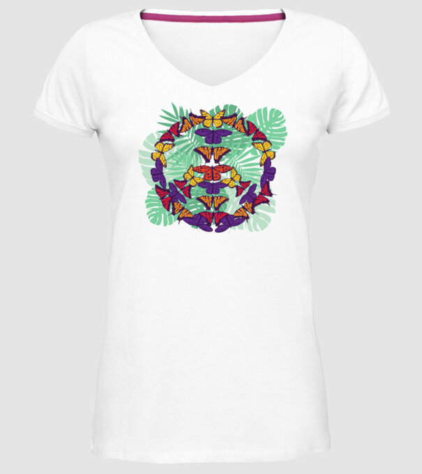 Peace tricou cu fluturi model alb pe tricou