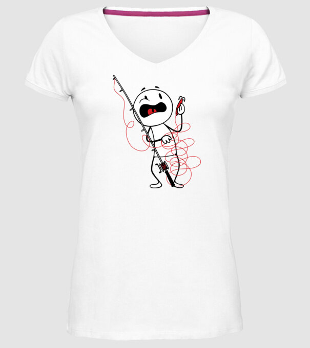 Încurcătură pescar model alb pe tricou
