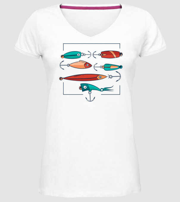 Pescuit la trena Momeli model alb pe tricou