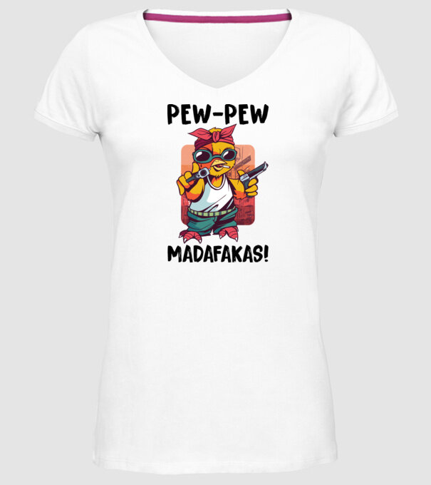 Pew Pew Pew Madafakas Pui alb model alb pe tricou