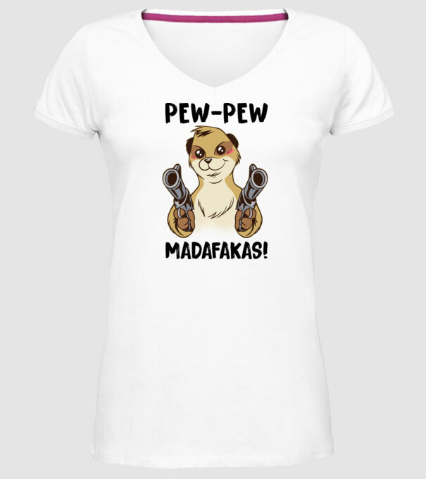 Pew Pew Pew Madafakas Suricată alb model alb pe tricou
