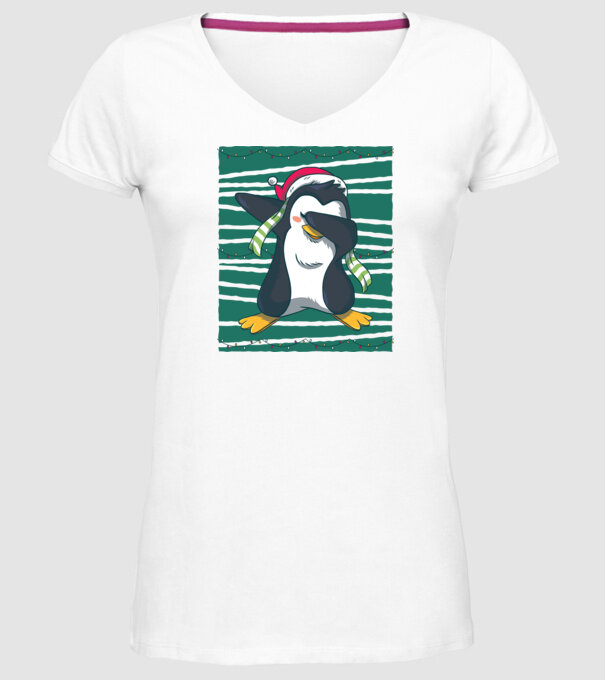 Pinguin DAB Crăciun model alb pe tricou