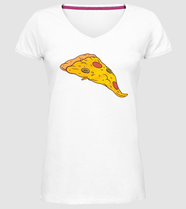 Felie de pizza Cuplu model alb pe tricou