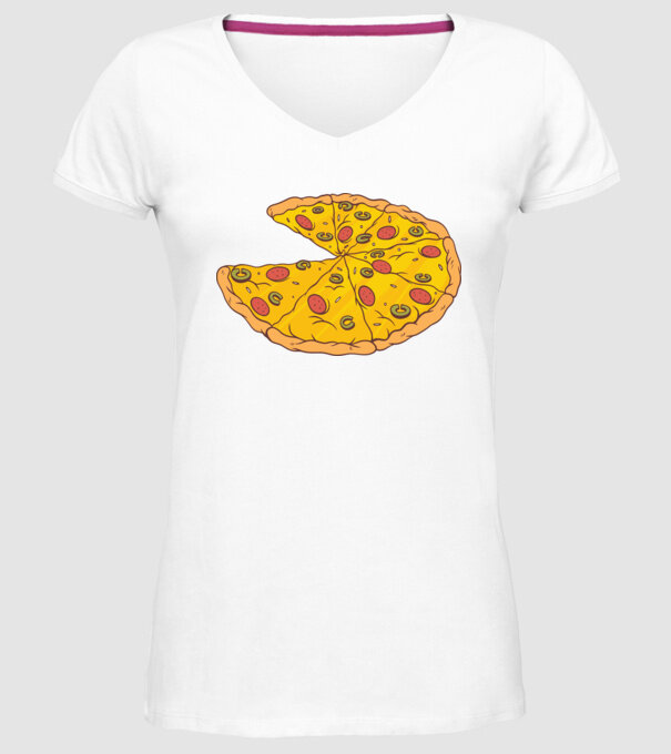 Felii de pizza Cuplu model alb pe tricou