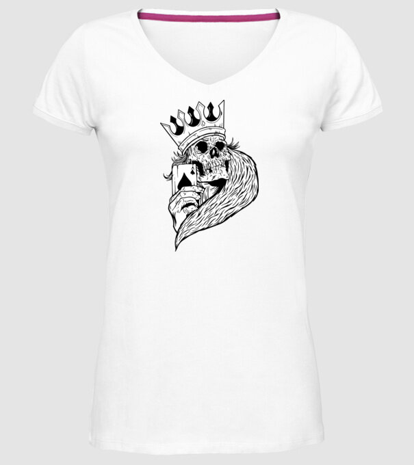 Craniu Poker model alb pe tricou