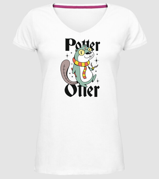 Potter Otter Vidra model alb pe tricou