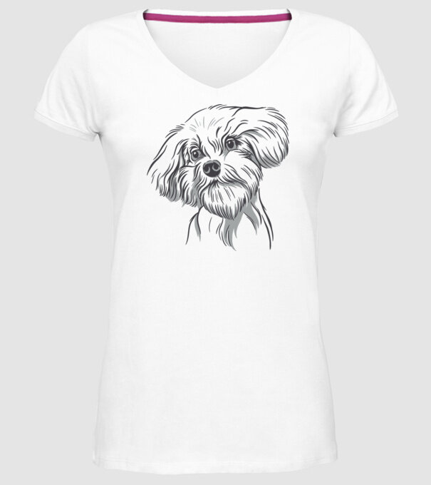 Câine Pudel model alb pe tricou