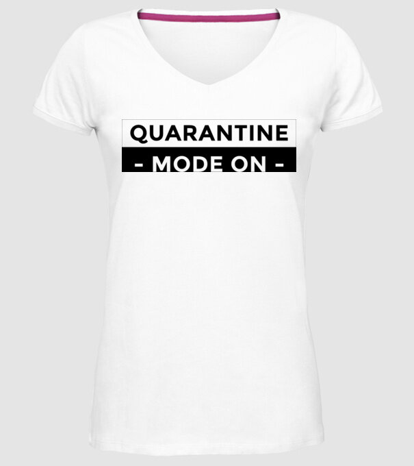 Quarantine mode on model alb pe tricou
