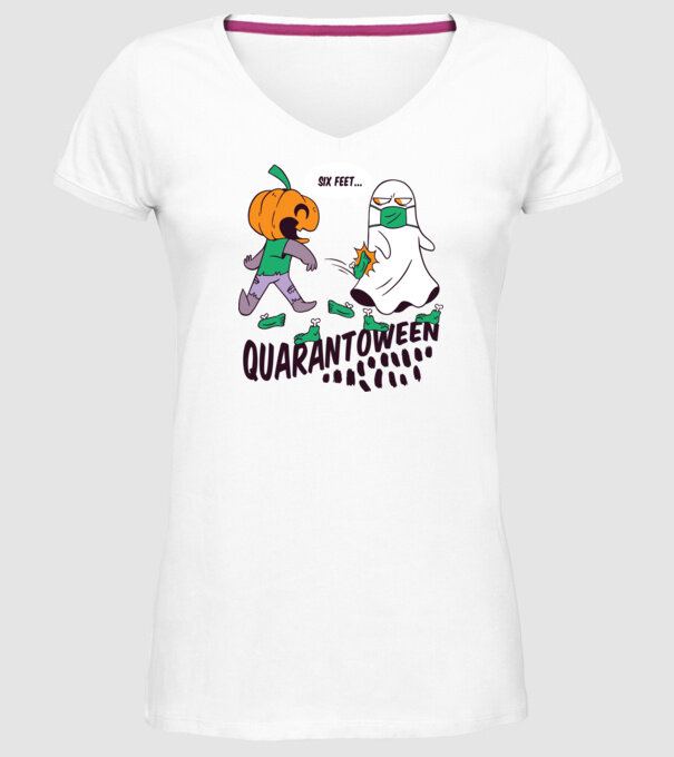 Quarantoween model alb pe tricou