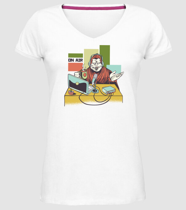 Yeti cu Radio model alb pe tricou