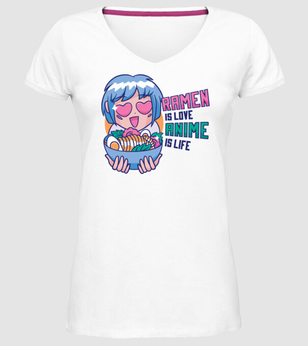 Ramen is Love Anime is Life model alb pe tricou