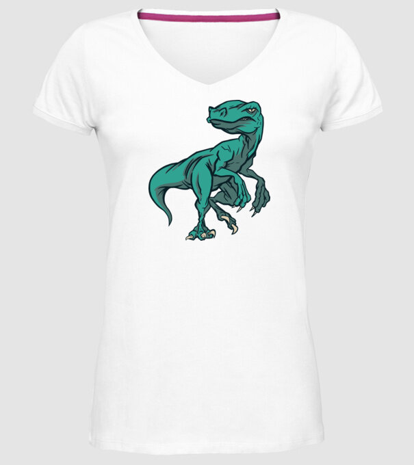 Dinozaur Raptor model alb pe tricou