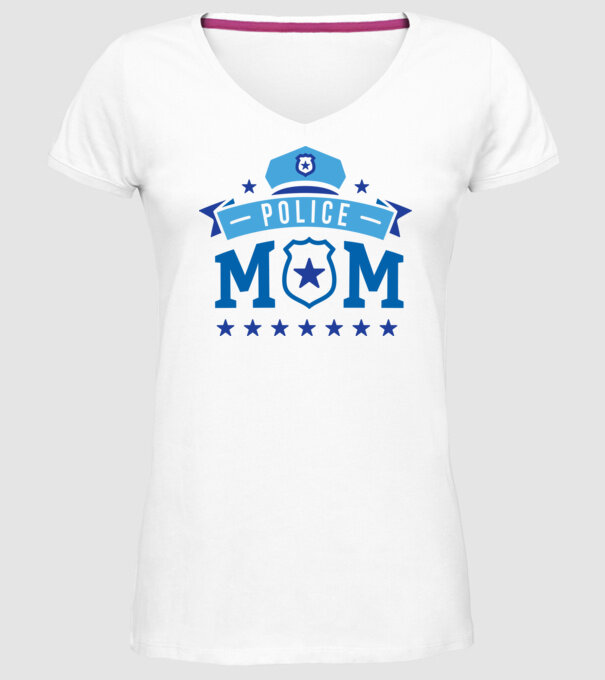 Mamă Polițist model alb pe tricou