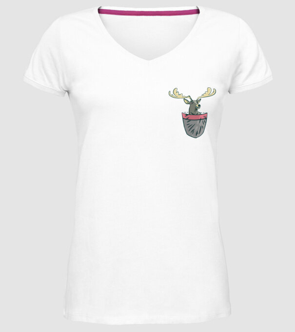 buzunar ren model alb pe tricou