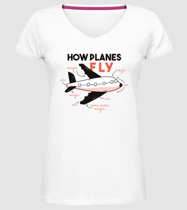 Descriere zbor model alb pe tricou