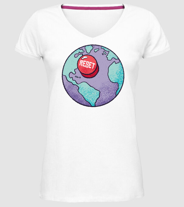 Reset Pământ model alb pe tricou