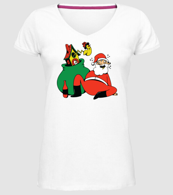 Moș Crăciun beat model alb pe tricou