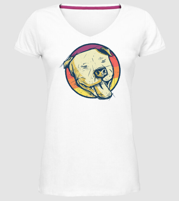 Cap Pitbull retro model alb pe tricou