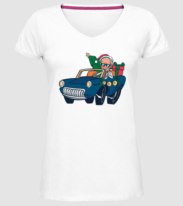 Ridin with Biden Crăciun model alb pe tricou