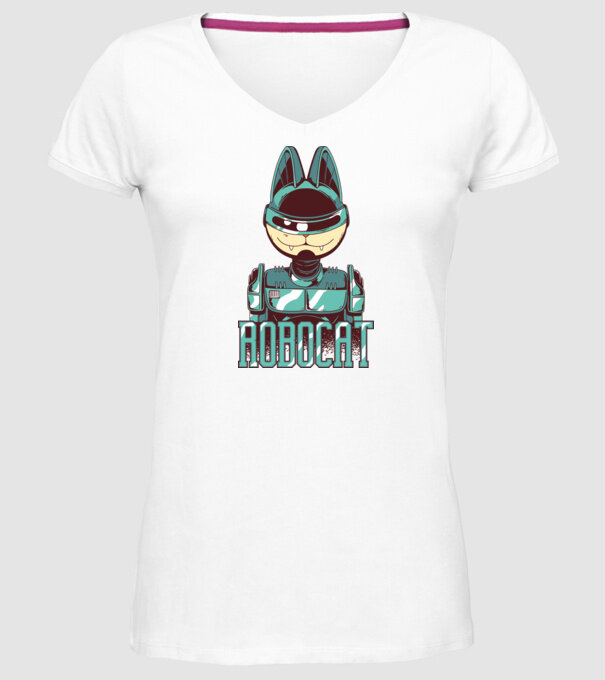 Robocat - Pisică Robot model alb pe tricou