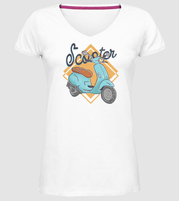 Scooter model alb pe tricou