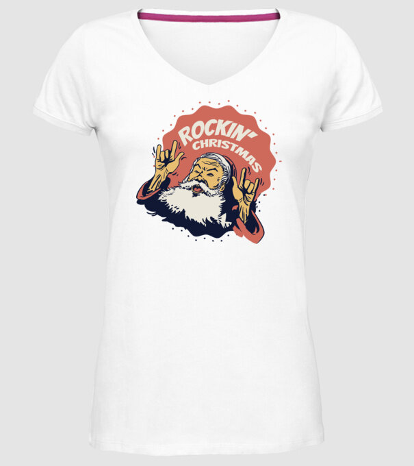 'Rockin'' Christmas Crăciun' model alb pe tricou