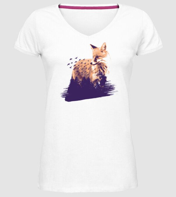 Vulpe Pădure model alb pe tricou